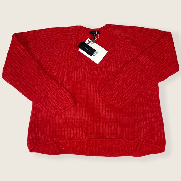 Rag&Bone - Joseph V-Neck Sweater - Papaya - M - Picture 5 of 12